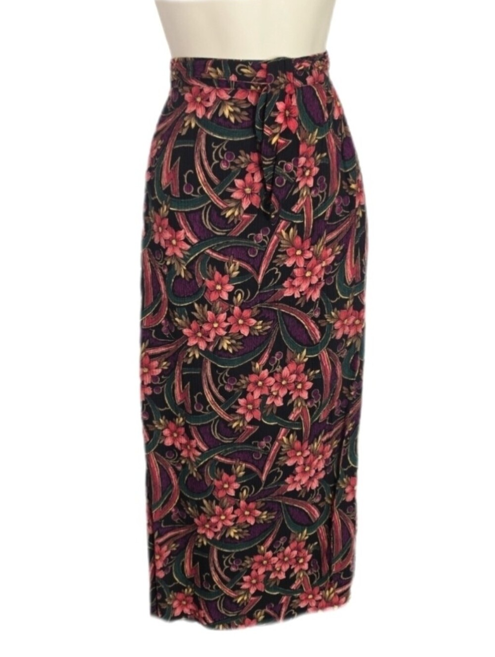 That's Me! Skirt Vintage Faux Wrap Boho Fairycore Batic Floral Midi Pink Size 8